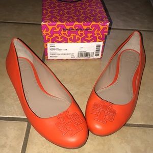 Tory Burch POPPY RED flats! only worn once!